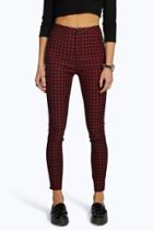 Boohoo Lara High Rise Gingham Denim Skinny Jeans Black