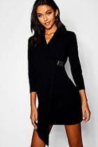 Boohoo Buckle Detail Wrap Blazer Dress