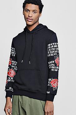 Boohoo Rose Graffiti Print Hoodie