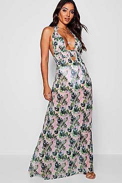 Boohoo Banana Leaf Maxi Dress