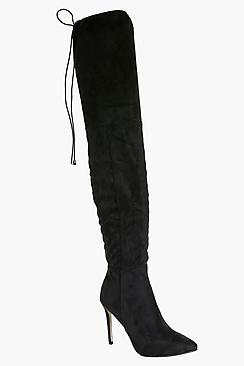 Boohoo Anya Pointed Toe Thigh High Boot
