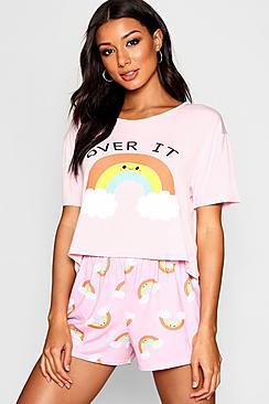 Boohoo Over It Rainbow Pj Short Set