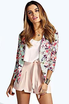 Boohoo Kate Pastel Floral Print Tailored Blazer
