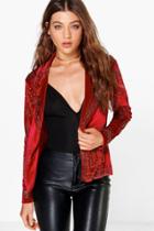 Boohoo Boutique Ella Studded Blazer Wine