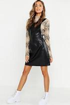 Boohoo Faux Snake Leather Pinafore Dress