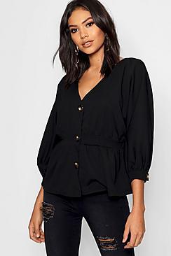 Boohoo Horn Button Military Jacket