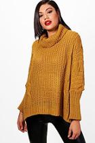 Boohoo Leah Chunky Roll Neck Cable Knit Jumper
