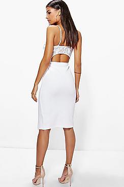 Boohoo Immie Lace Back Detail Midi Dress