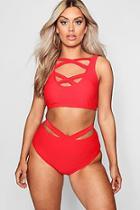Boohoo Plus Ivy Cross Strap High Waist Bikini