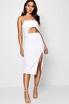 Boohoo Off The Shoulder Cut Out Midi Dress