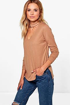 Boohoo Mya Skinny Choker Rib Knit Jumper