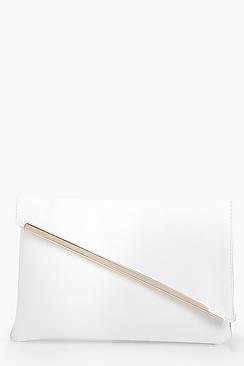 Boohoo Amber Fold Over Metal Detail Clutch Bag
