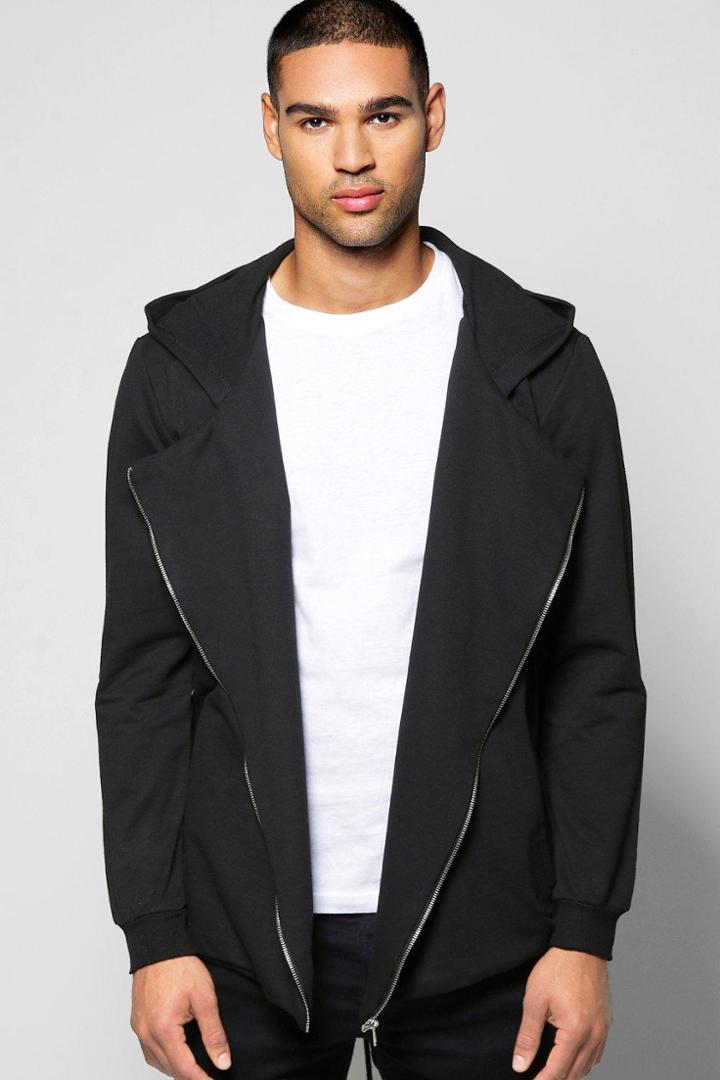 Boohoo Longline Fishtail Hoodie Black
