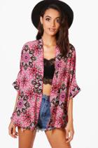Boohoo Jessica Paisley Print Chiffon Kimono Multi