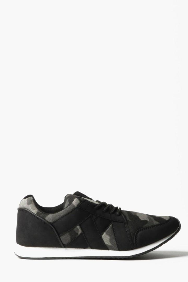 Boohoo Camo Running Trainer Grey