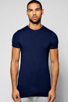 Boohoo Muscle T Shirt With Contrast Shoulder Navy