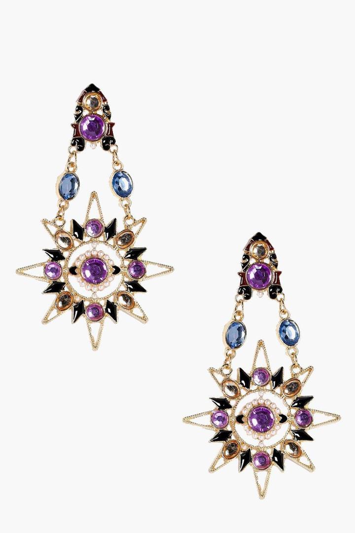 Boohoo Anna Boutique Statement Sun Earrings Gold