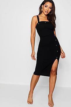 Boohoo Button Detail Midi Dress