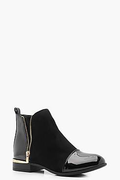 Boohoo Alexis Mix Material Zip Chelsea Boots