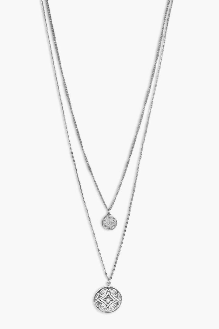 Boohoo Rosie Double Chain Layered Necklace Silver