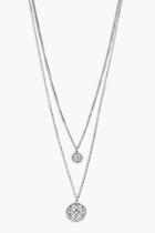 Boohoo Rosie Double Chain Layered Necklace Silver