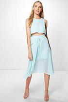 Boohoo Stacey Woven Crop & Wrap Midi Skirt Co-ord