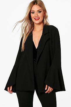 Boohoo Plus Flare Sleeve Blazer