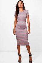 Boohoo Rosie Check Belted Midi Dress