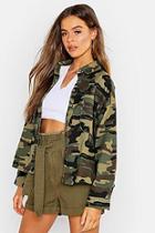 Boohoo Camo Super Oversized Denim Shirt Jacket