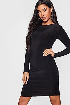 Boohoo Tia Slinky Ruched Side Bodycon Dress