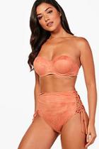 Boohoo Nice Lace Up Suede Effect Underwired Bikini