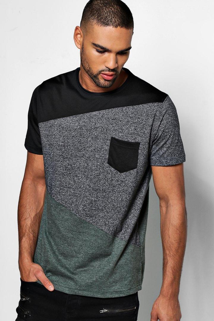 Boohoo Spliced Space Dye T-shirt Khaki