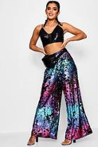 Boohoo Amy Ombre Sequin Wide Leg Trouser
