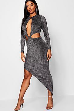 Boohoo Cut Out Asymmetric Hem Dress