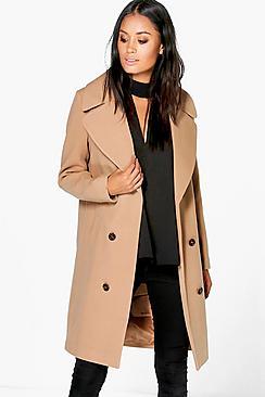 Boohoo Maya Oversized Collar Double Breasted Coat