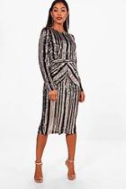 Boohoo Boutique Lara Stripe Sequin Midi Dress