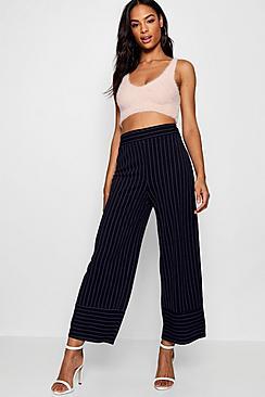 Boohoo Tall Contrast Cuff Pinstripe Pants