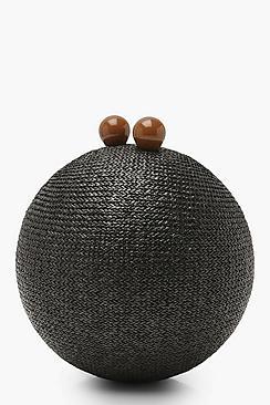 Boohoo Straw Sphere Clutch Bag