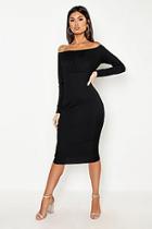 Boohoo Ruched Bodice Detail Bodycon Midi Dress