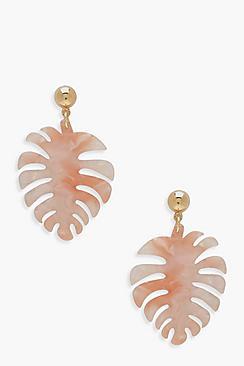Boohoo Pale Pink Resin Leaf Earrings