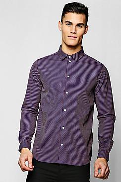 Boohoo Jacquard Stripe Long Sleeve Smart Shirt