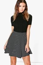Boohoo Petite Heidi Stripe Skirt Black