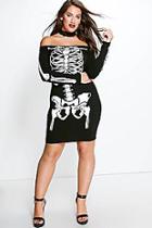Boohoo Plus Lois Skeleton Halloween Dress