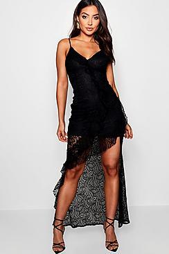 Boohoo Lace Frill Detail Maxi Dress