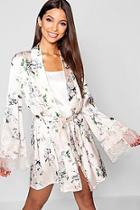 Boohoo Floral Print Lace & Satin Gown