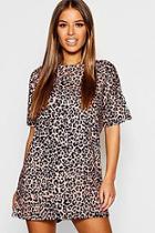 Boohoo Petite Leopard T-shirt Dress