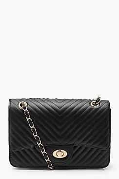 Boohoo Millie Chevron Quilt Large Cross Body