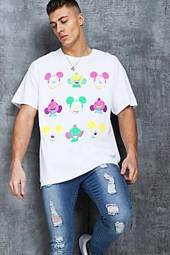 Boohoo Disney Oversized Happy Mickey Printed Tee