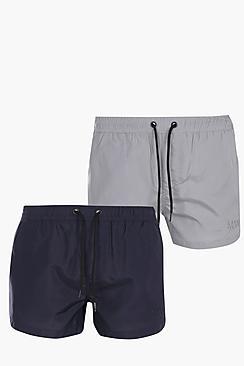 Boohoo 2 Pack Short Swim Shorts With Embroidery