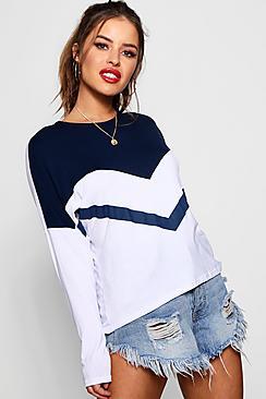Boohoo Petite Varsity Style Long Sleeve Top